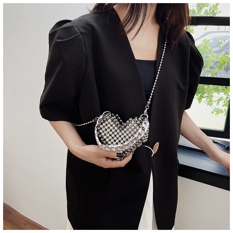 Heart-Shaped Beaded Evening Clutch