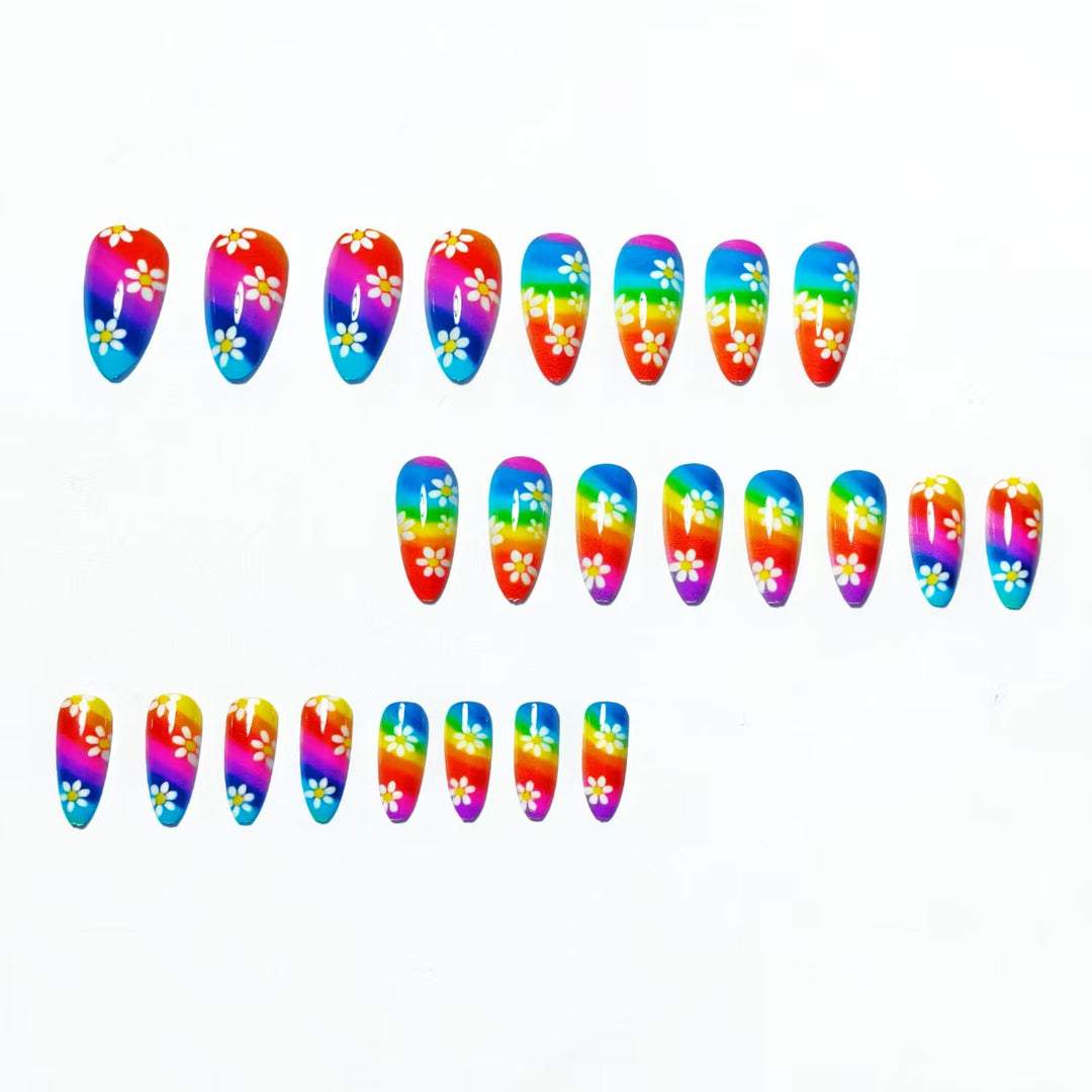 Artistic Floral Rainbow Nail Art Kalsten