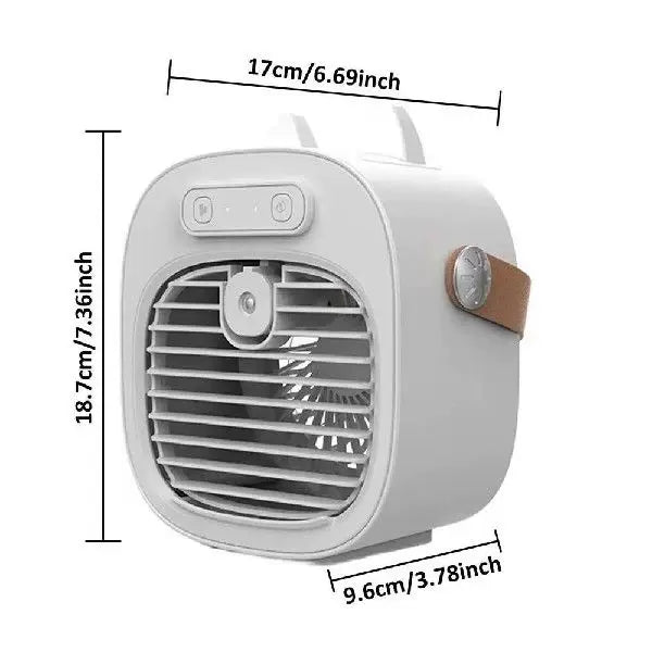 Unisex one size compact USB rechargeable personal mist cooler with adjustable grid air humidifier and leather carrying strap Kalsten