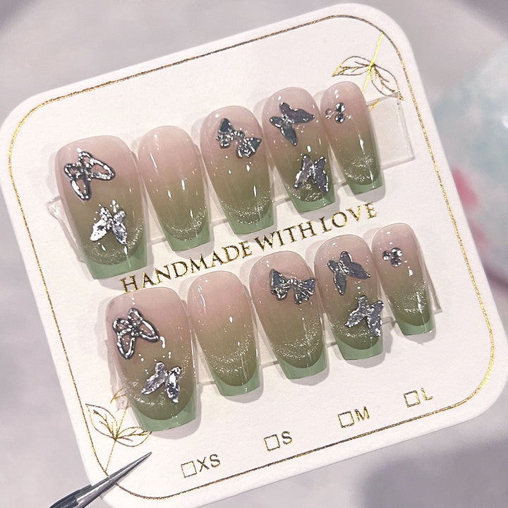 Elegant Artificial Nails with Butterfly Design Kalsten