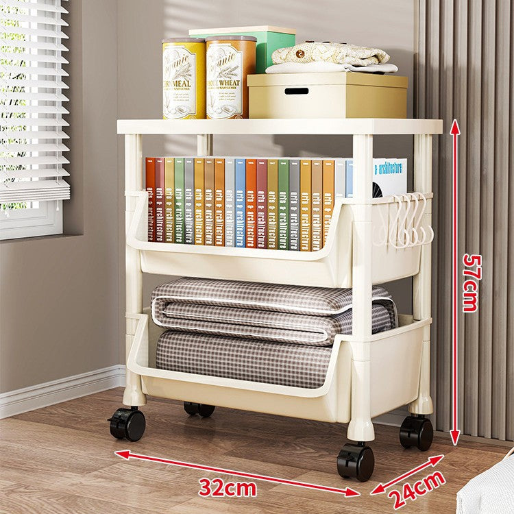 Compact Two-Tier Rolling Storage Cart with Removable Bins and Swivel Casters