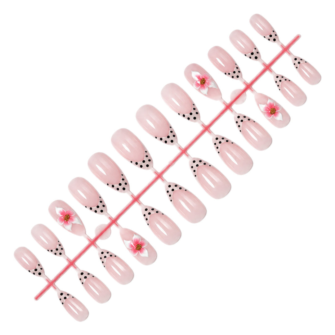 Artificial nail set with creative flowers and dots Kalsten