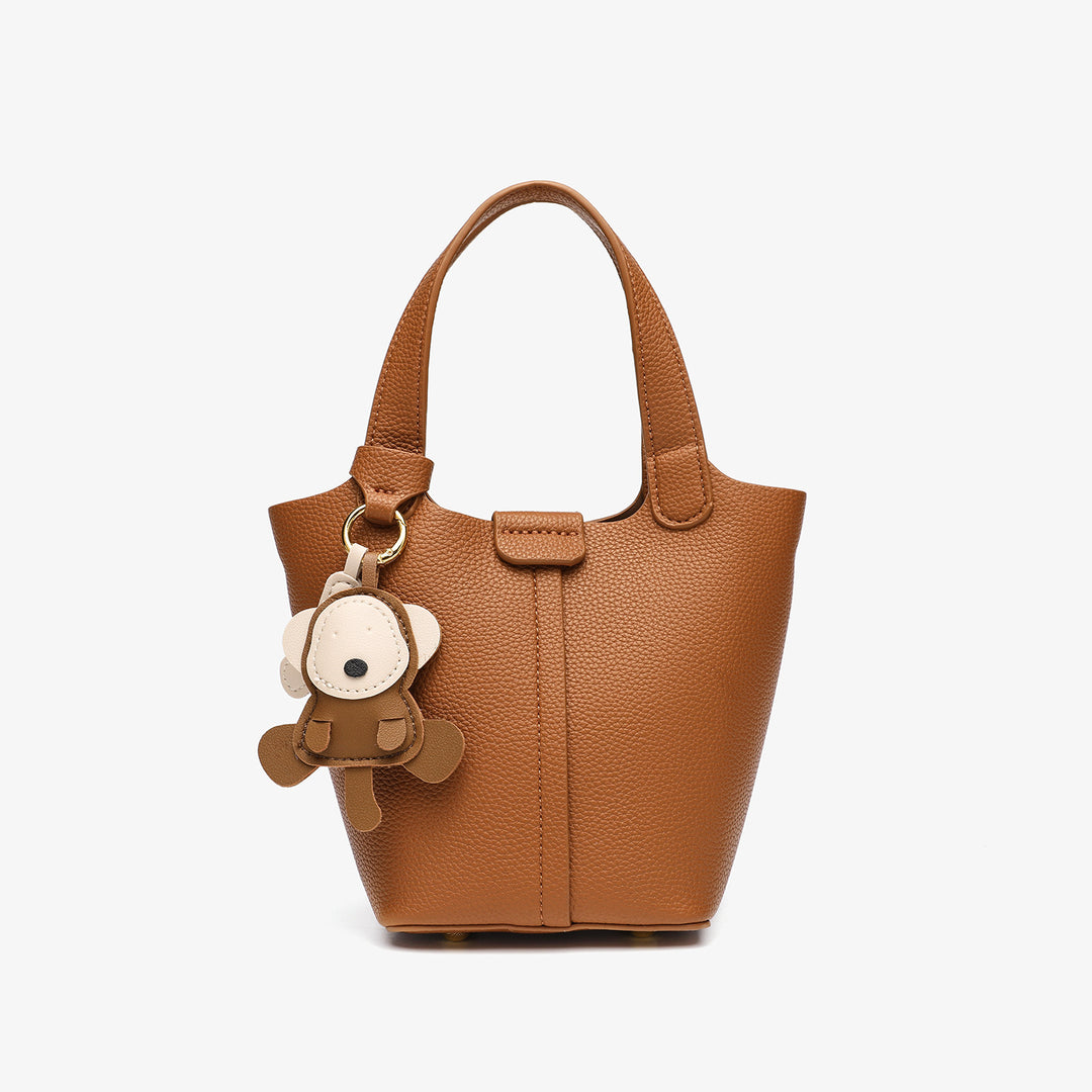 Casual Textured Handheld Tote Bag with Keychain