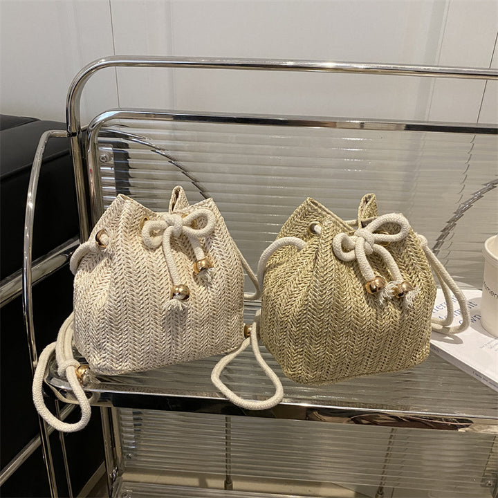 Bohemian Straw Bucket Bag Kalsten
