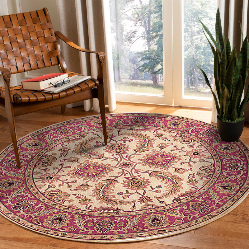 Round Floral Pattern Area Rug