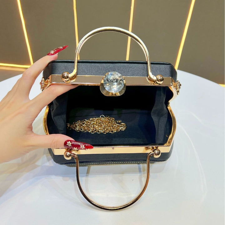 Ornate Crystal-Embellished Handbag