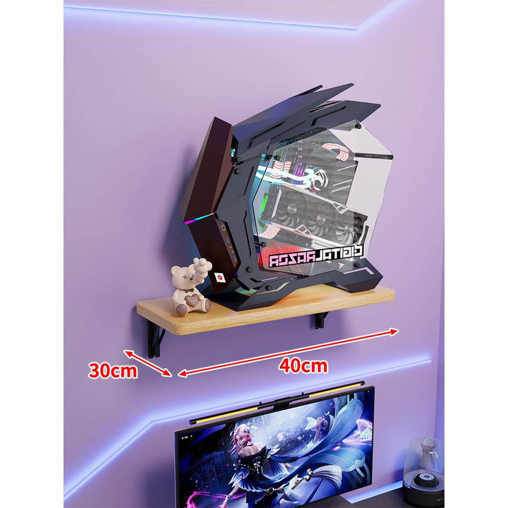 Wall-Mount Floating Shelf for Mid-Tower Gaming PC with Reinforced Brackets