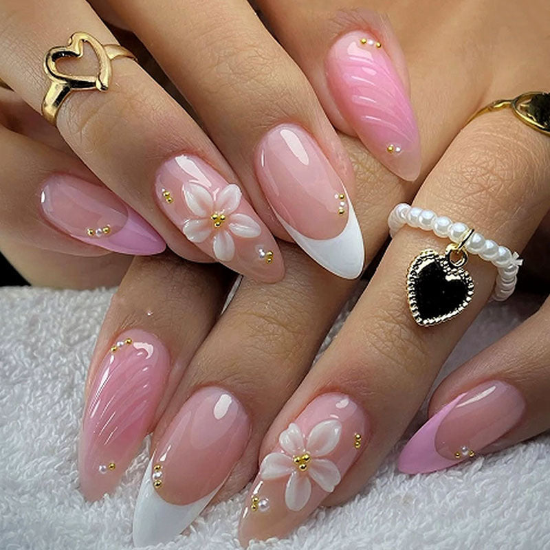 Artistic Floral Press-On Nail Set