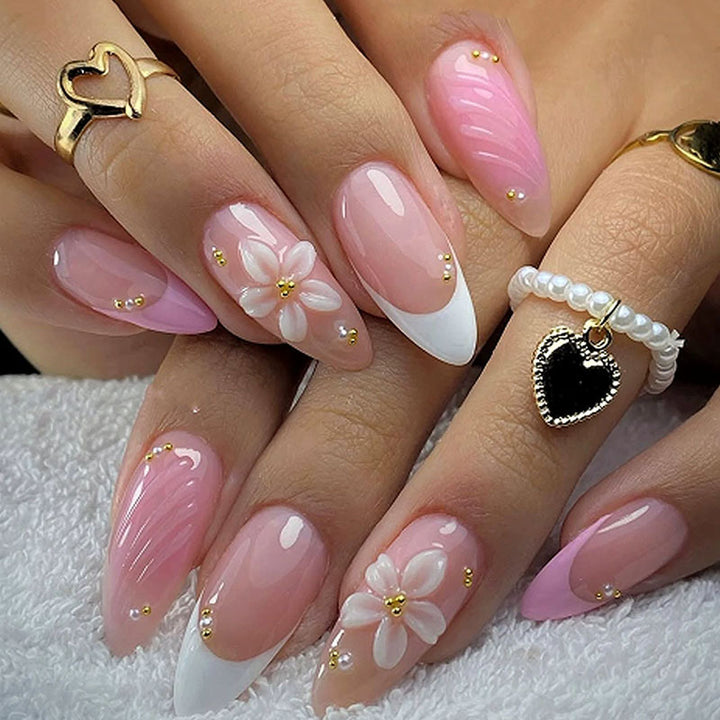 Artistic Floral Press-On Nail Set