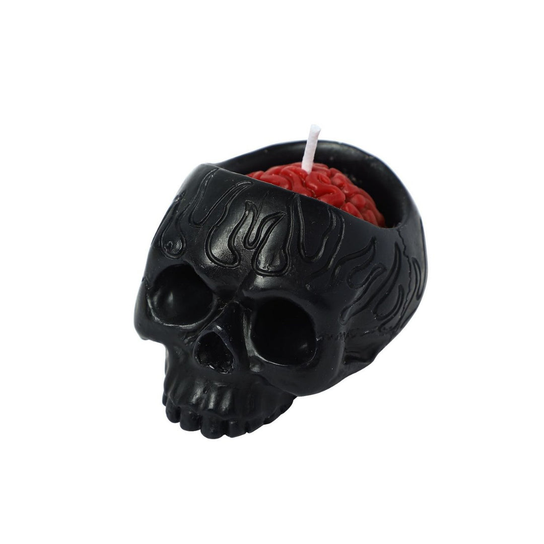 Skull-Shaped Decorative Candle with Exposed Brain Detail