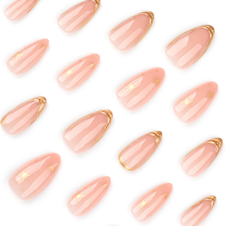 Glamorous stiletto nails with golden accents Kalsten