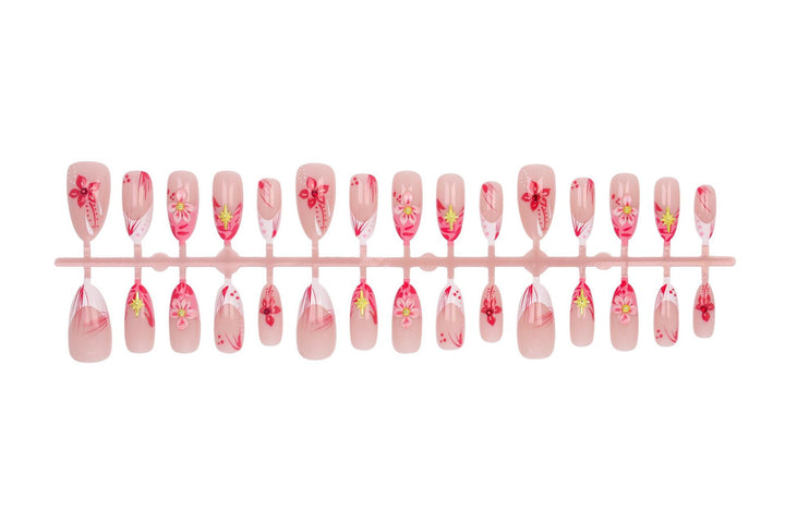 Artificial Nail Set with Floral Designs and 3D Decorations Kalsten