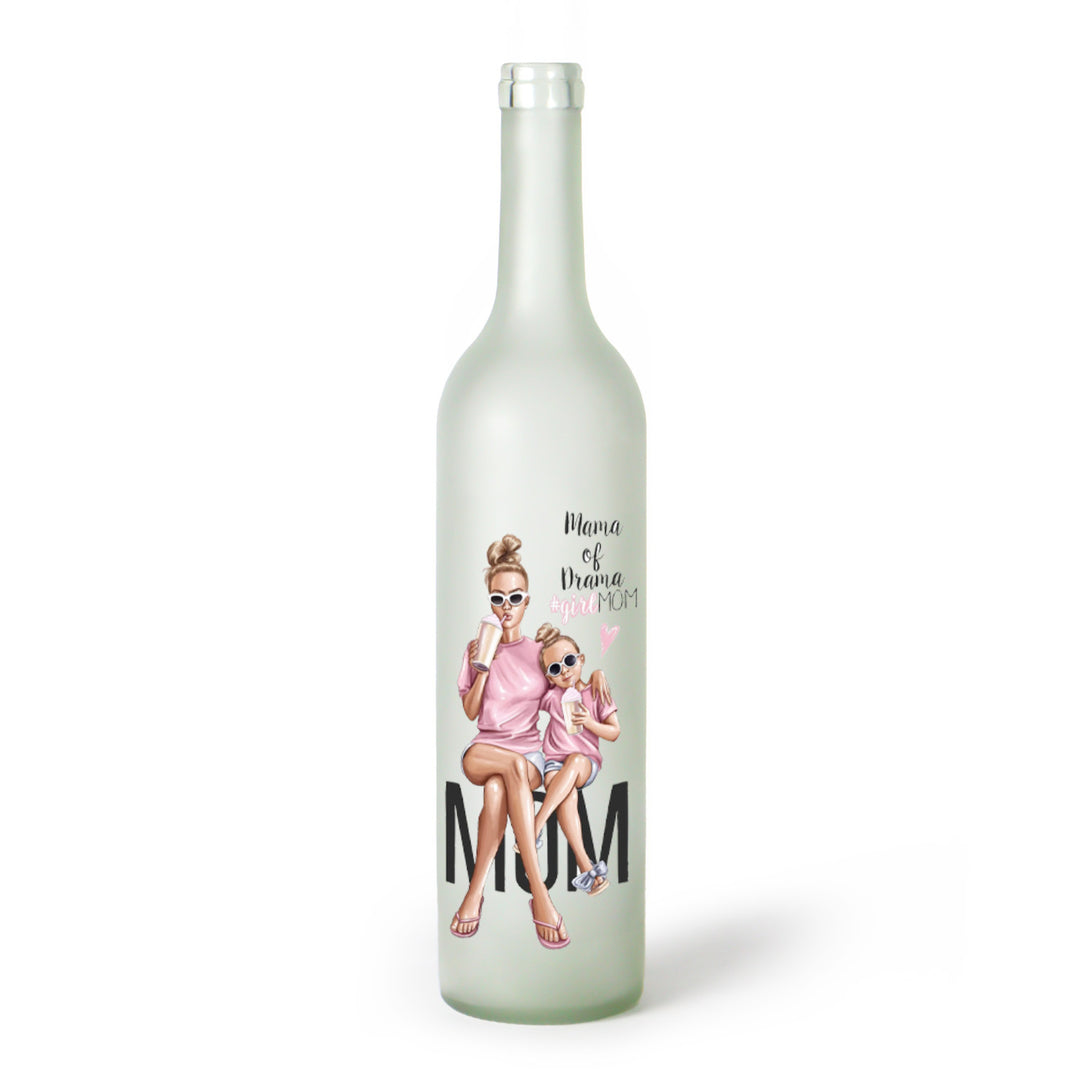 Decorative Frosted Glass Bottle Vase With Fashion Collage Decal