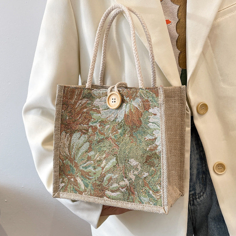 Floral Embroidered Artisan Tote