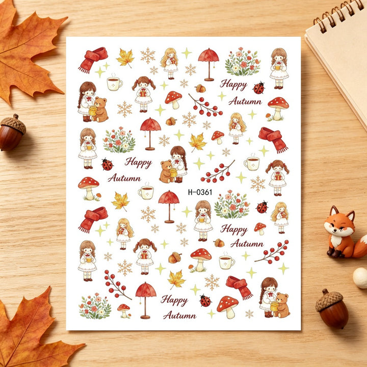Autumn-Themed Nail Art Stickers