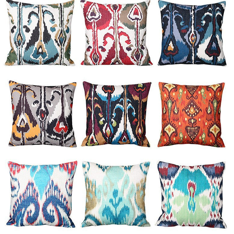 Ikat-Print Square Decorative Throw Pillow Cover with Hidden Zipper