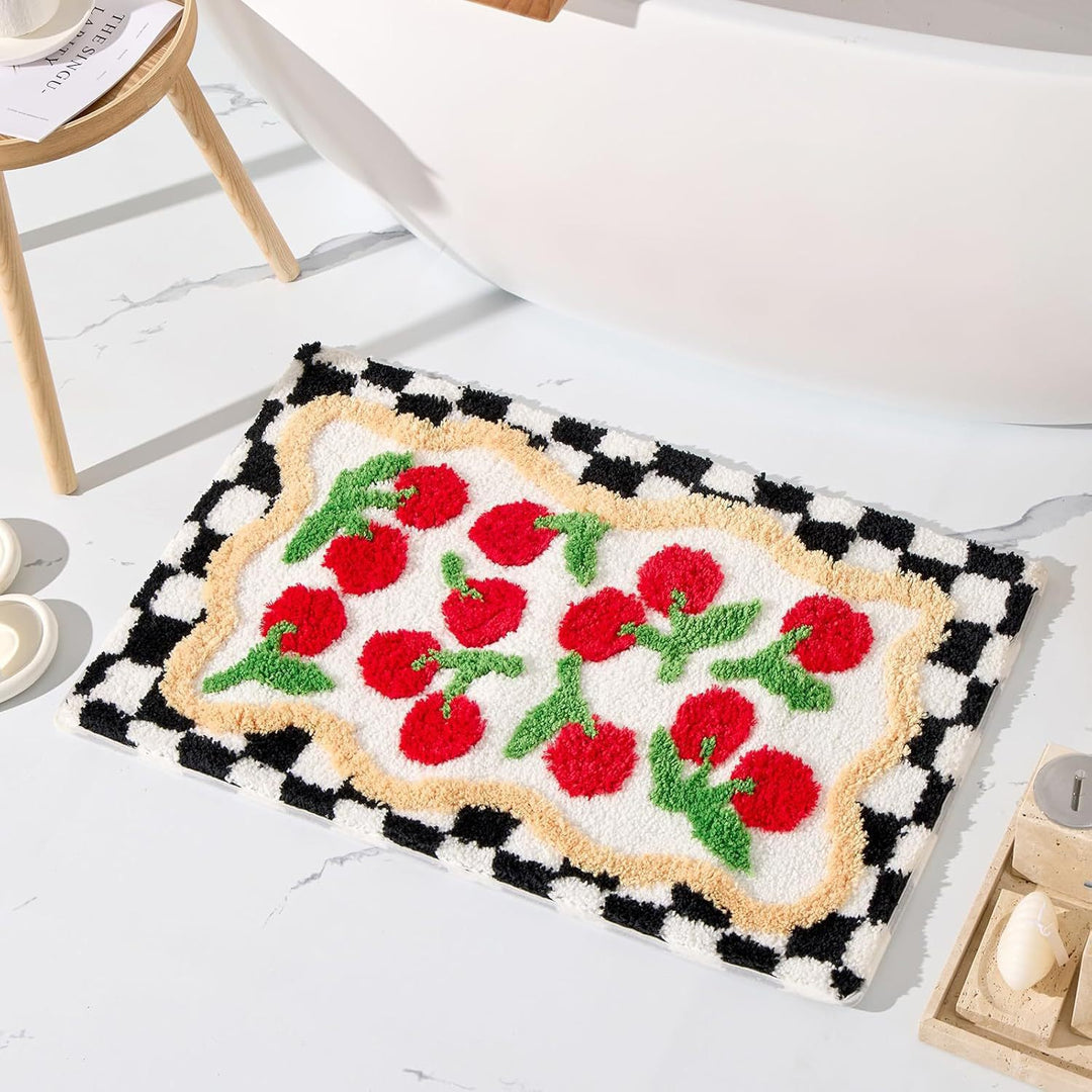 Floral Square Pattern Bath Mat