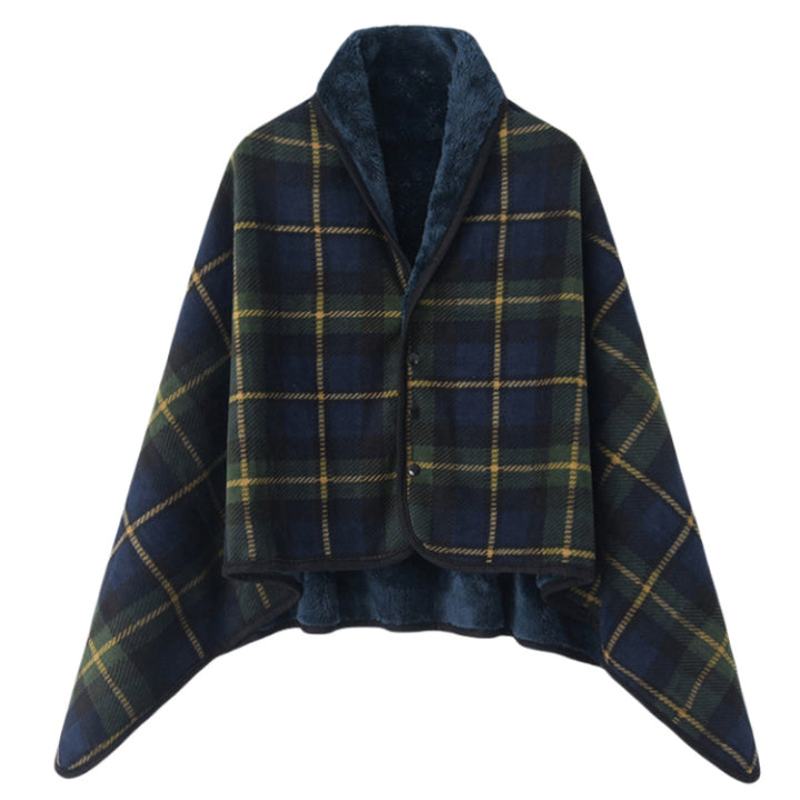 Women’s stylish hooded blanket with checkered pattern Kalsten