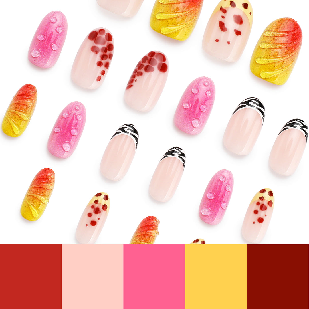 Creative artificial nails with floral design and glitter accents Kalsten