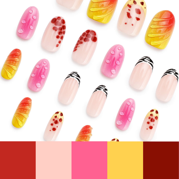 Creative artificial nails with floral design and glitter accents Kalsten
