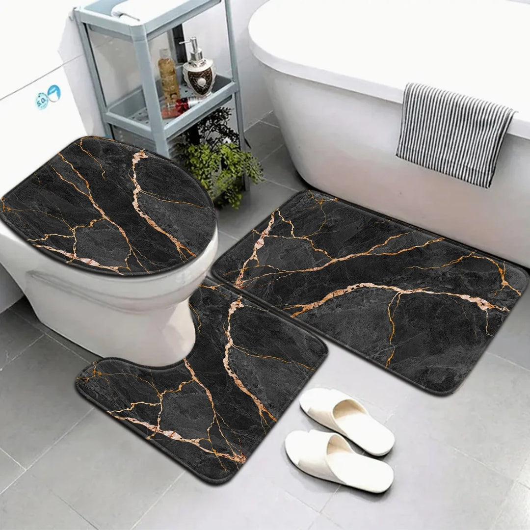 Artistic Marble Print Bath Mat Set Kalsten