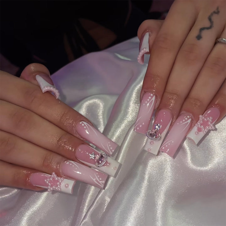 Decorative Press-On Nail Set with Elegant Design Elements kalsten