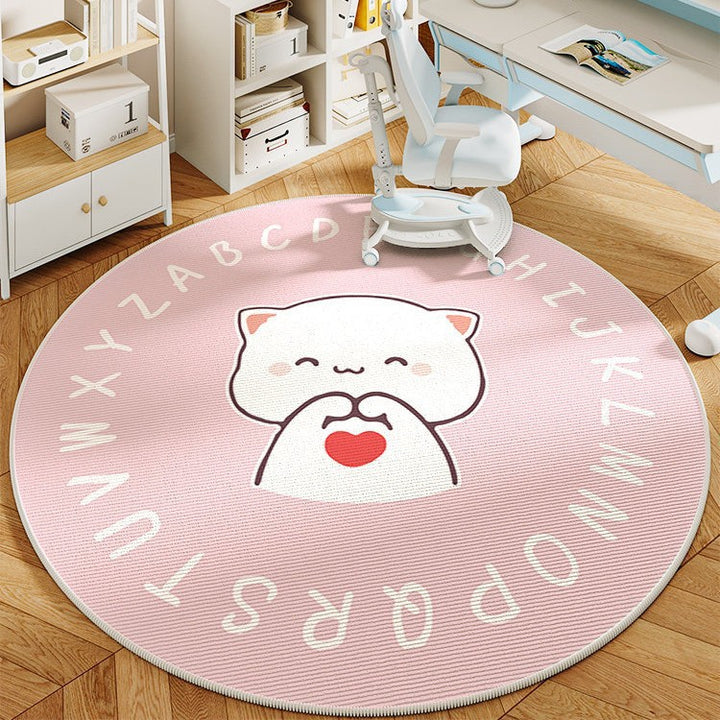 Round Cartoon Panda-Themed Area Rug