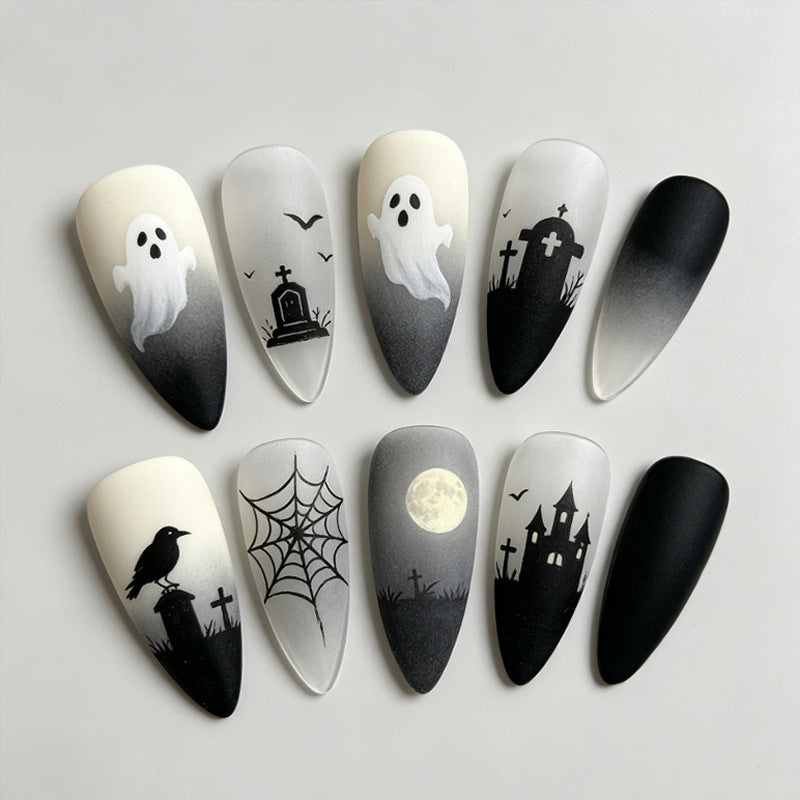 Halloween artificial nail set with spooky ghost and spider designs Kalsten