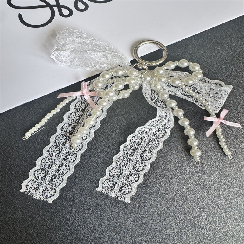 Elegant Lace and Pearl Keychain Kalsten