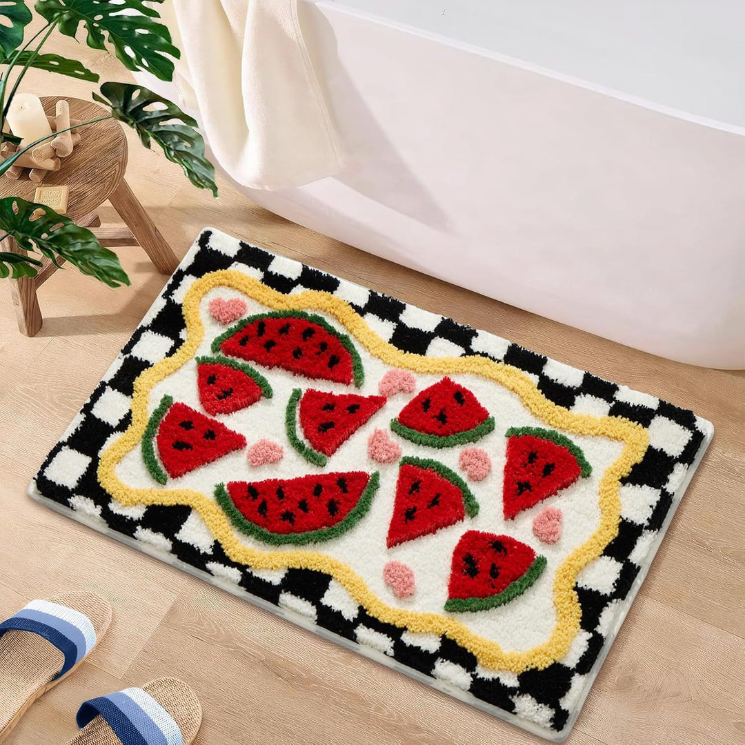 Floral Square Pattern Bath Mat