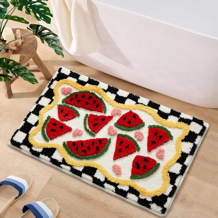 Floral Square Pattern Bath Mat