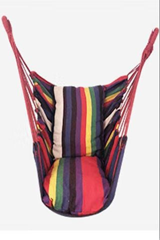 Hanging hammock chair with reinforced cotton canvas and integrated arm pockets Kalsten