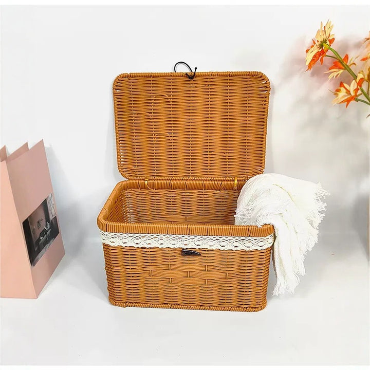Women's braided basket with lid and lace top Kalsten
