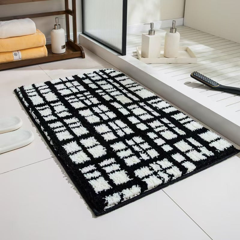 Geometric Textured Plush Bath Mat Kalsten