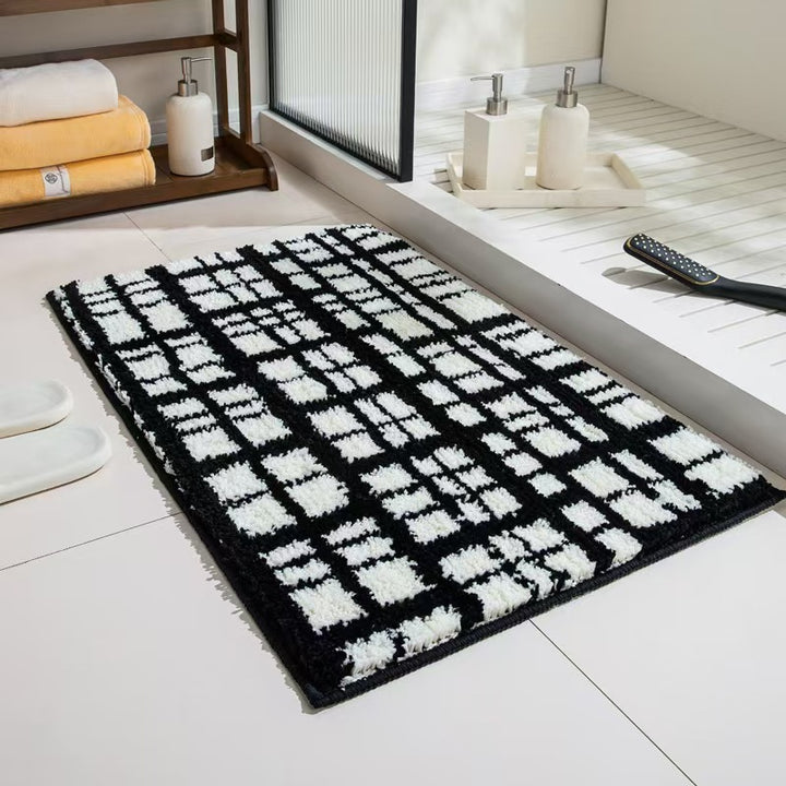 Geometric Textured Plush Bath Mat Kalsten
