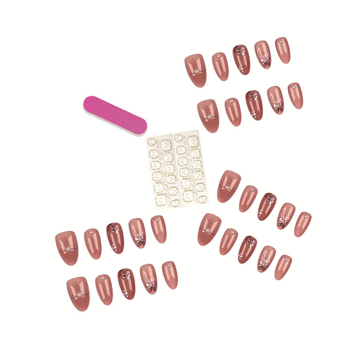 Elegant Floral Embellished Acrylic Nail Set