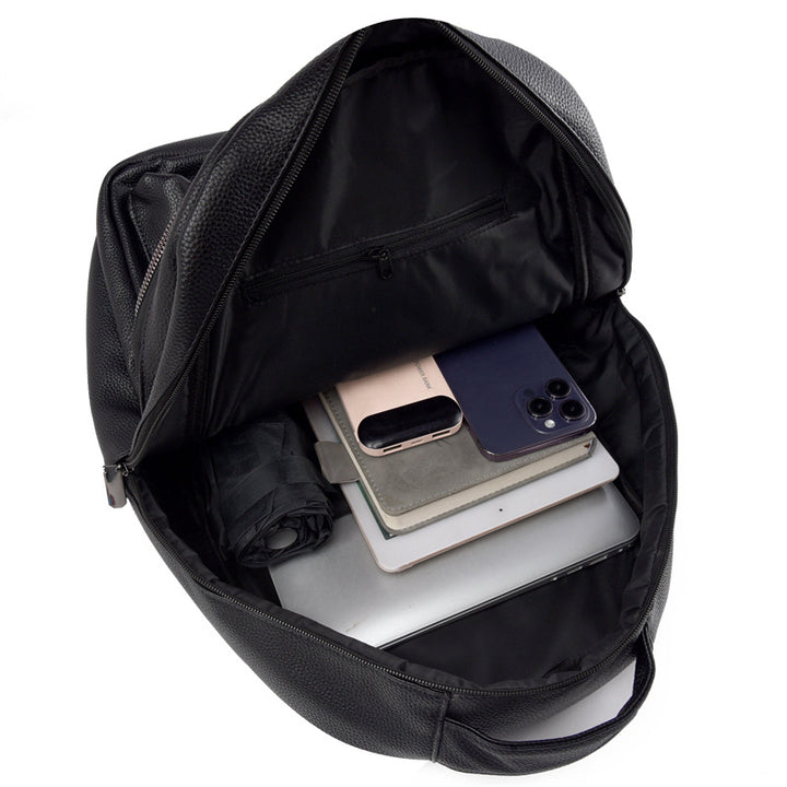 Sleek Textured Leather Backpack Kalsten