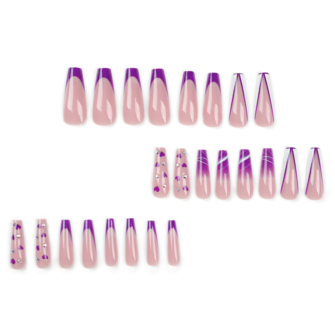 Artistic Gel Nails with Hearts and Gradient Kalsten