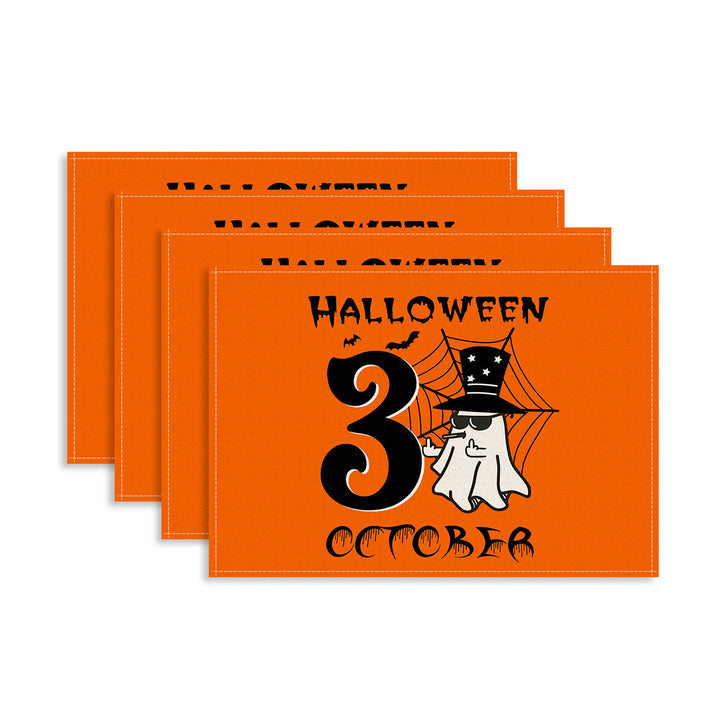 Multi-piece Halloween table set made of wipeable vinyl non-slip placemats
