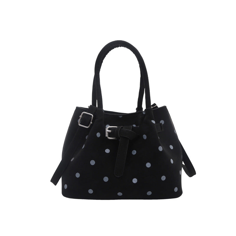 Casual Suede Polka Dot Handbag