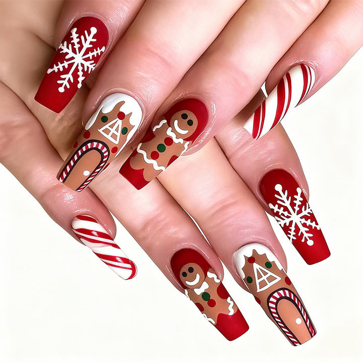 Artificial Nail Set with Colorful Flower Patterns Kalsten