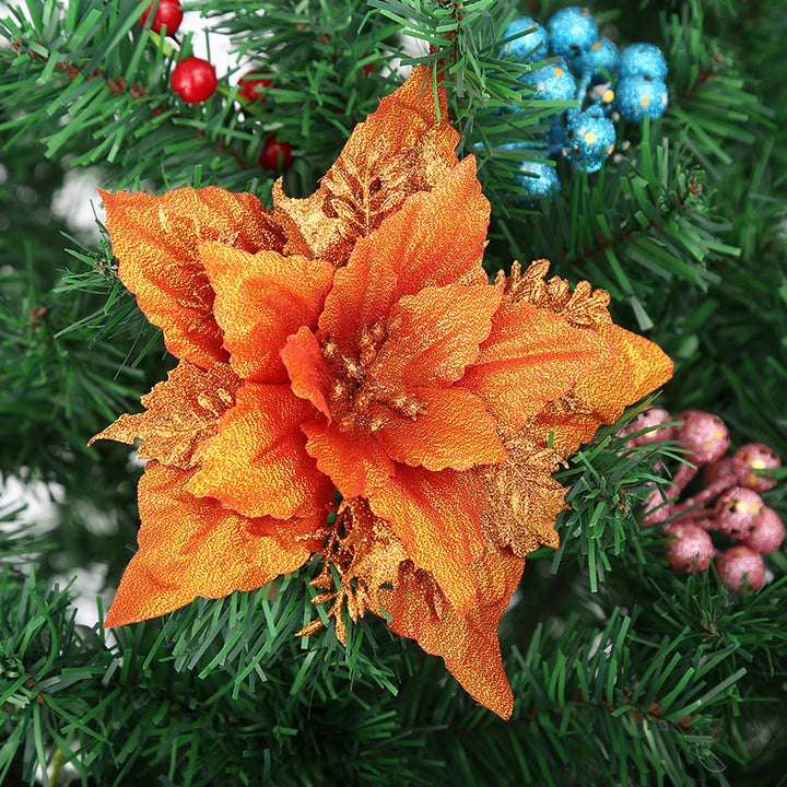 Decorative Glittering Poinsettia Flower Ornament Kalsten