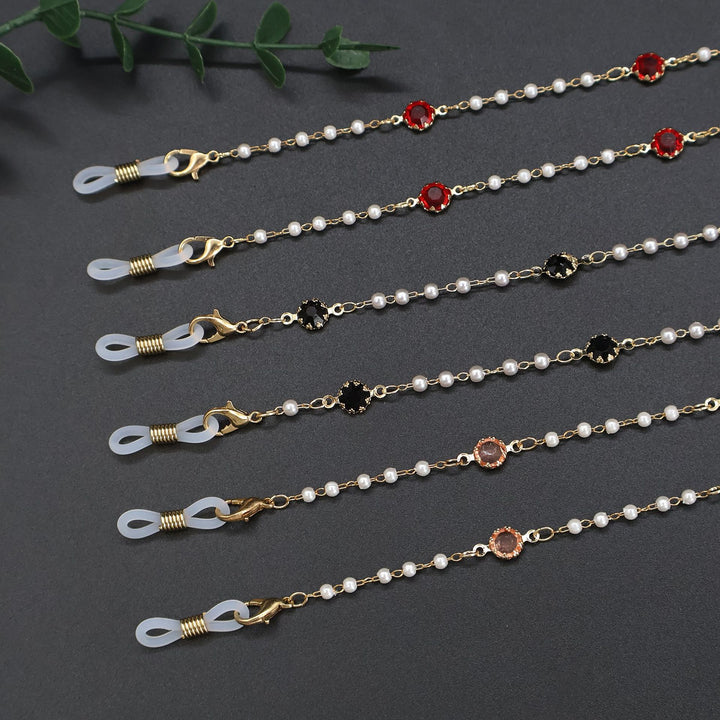 Elegant Pearl and Crystal Eyewear Chain Kalsten