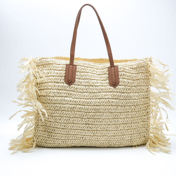 Stylish straw bag with fringed details Kalsten