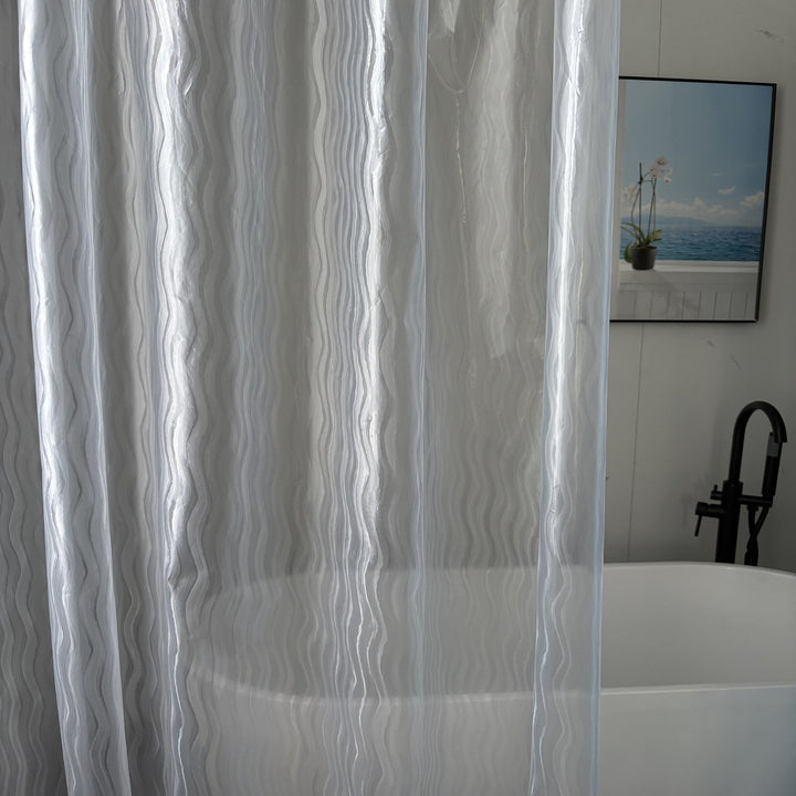 Textured Wave Pattern Shower Curtain Kalsten