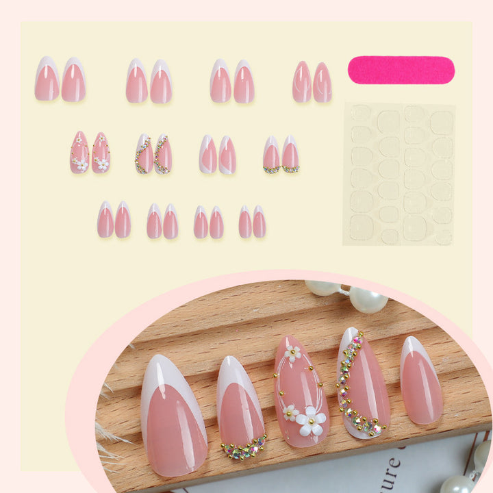 Elegant Floral Embellished Press-On Nails Kalsten