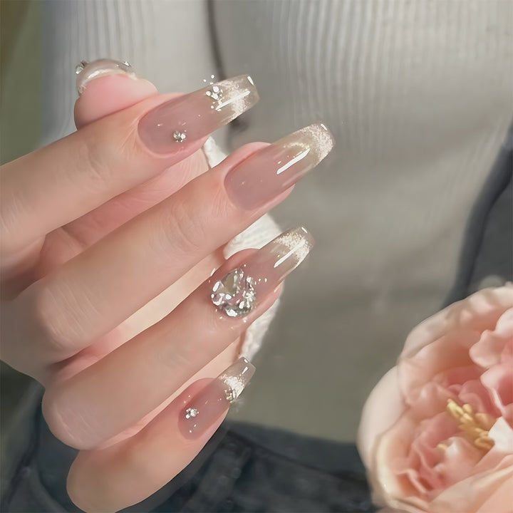 Glamorous artificial nail set with glitter and glamour accents Kalsten