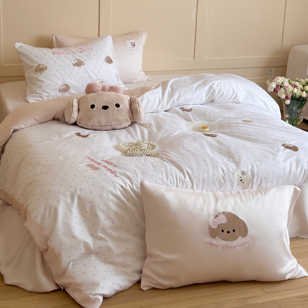 Children's and youth bedding set with reversible function, soft microfiber and cute dog design