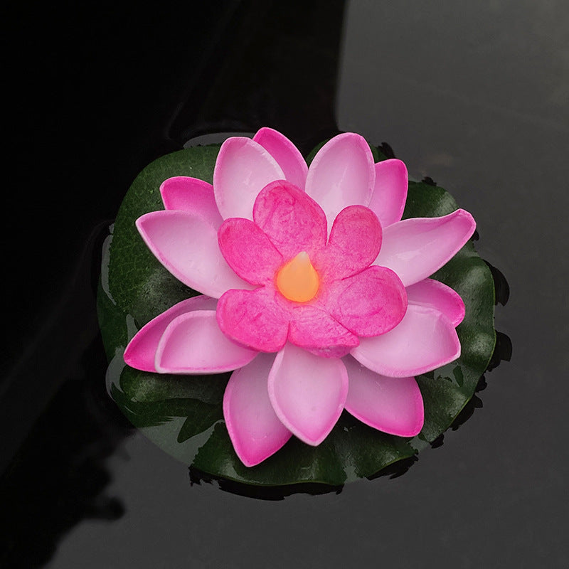 Floating LED Lotus Flower Decorative Light with Waterproof Lily-Pad Base