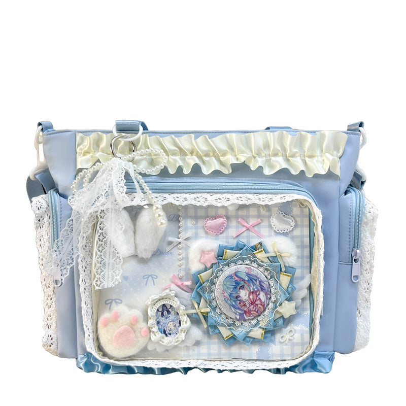 Shoulder bag with transparent front and playful applications Kalsten
